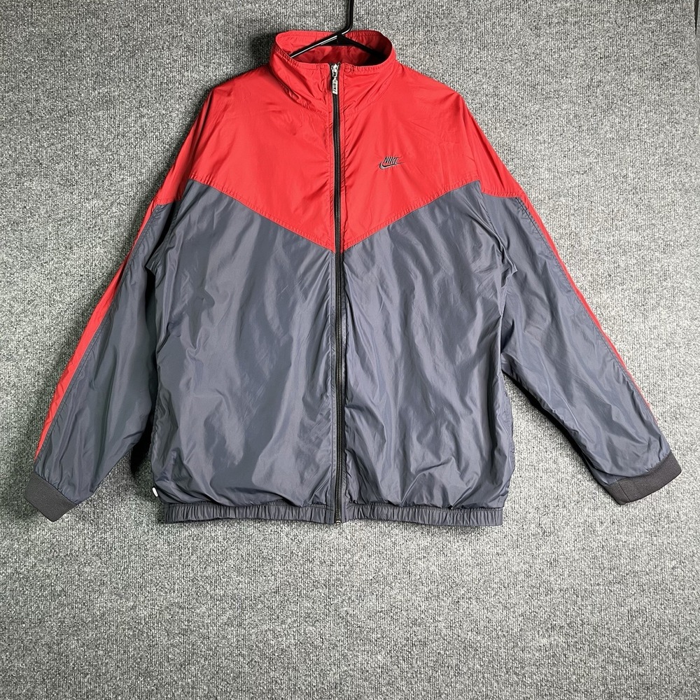 Y2K Nike Full Zip Windbreaker Jacket Men's XL Retro Red Embroidered‎ Logo